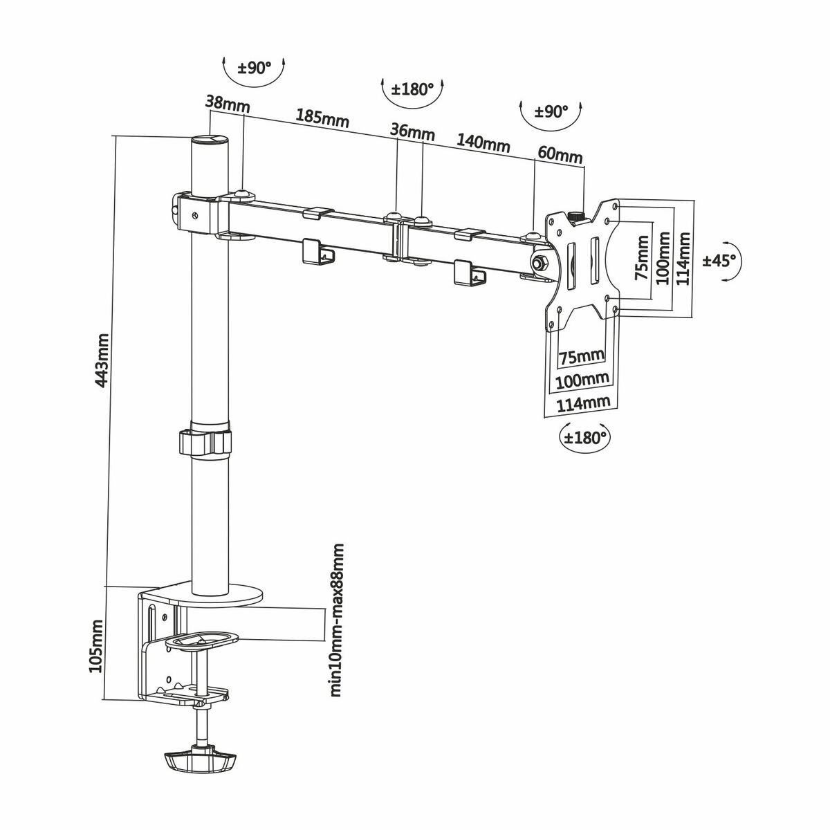 Schermtafel Support Aisens Zwart 32" 13"